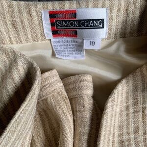 Beige Simon Chang Skirt Suit Set